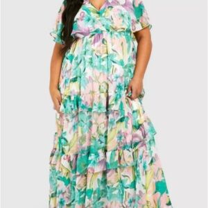 Floral Maxi Dress with Ruffle Details